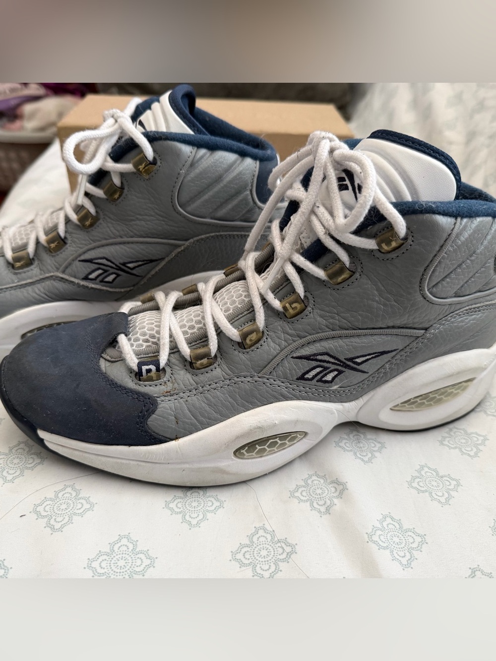 Reebok Men’s Gray and Navy High-Top Athletic Sneakers